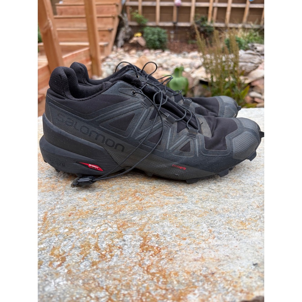 Salomon Speedcross 5 Black Trail Running Shoes Mens 9 406849 Quicklace Contagrip